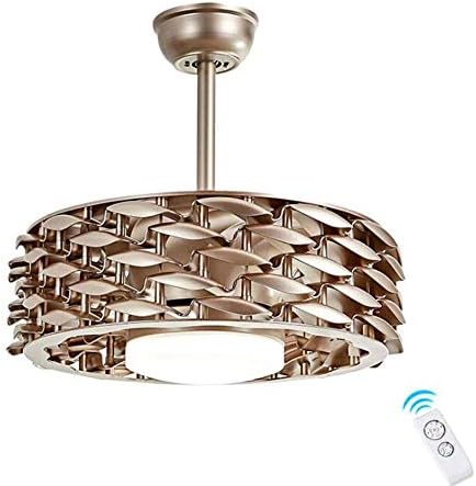42-Inch Ceiling Fan with Light, Leafless Fan, Suspended Lighting, Dining Room Single Room and Elegant Room Fan Chandelier, Wall Control Switch/Remote Control,Gold
