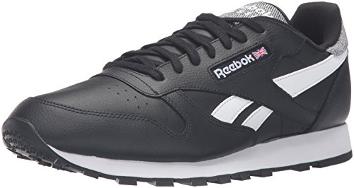 Reebok Men's Classic Leather Pop Fashion Sneaker, Black/White