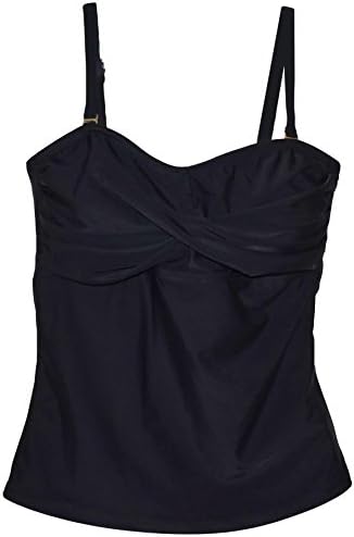 Heat Womens Twisted Bandeau Tankini Swimsuit Top (Medium, Black)
