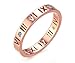 Stainless Steel CZ Roman Numeral Ring for Women Girls,Rose Gold Plated,Size 6-8