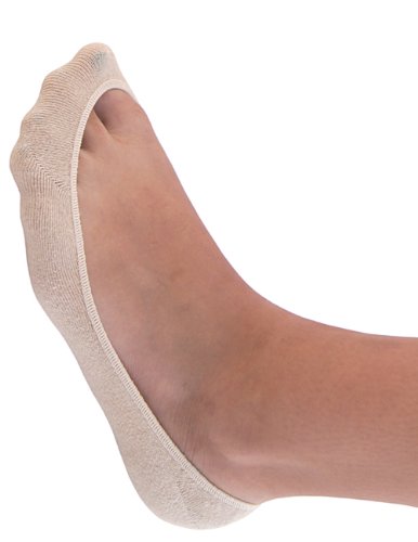 No Show Socks for Women by Jays, Extra Large Silicon Grip, 4 for the Price of 3 - Beige, Size M