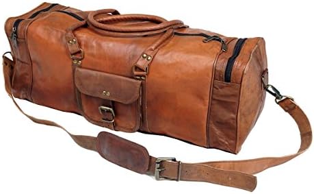 Indian Handmadecraft Vintage 20" Men's Leather Duffle Travel Bag Big Brown
