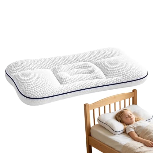 Kids Pillow – TPE Fabric Shoulder Support | Orthopedic Cervical Spine Correction Pillows For Side Sleepers | Breathable Bedding For Boys Girls Homes Apartments Daycare Travel Cars Airplanes