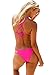 HOTAPEI Womens Bikinis Vintage Strappy Sexy Cut out Bathing Suit Rosy Large