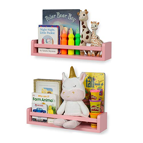 Children's Wall Shelves – 2 Shelf Set - Wood Bookcase Toy Game CDs ...