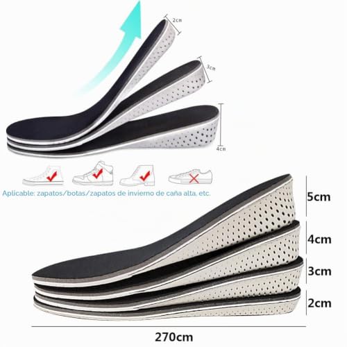 Height Increasing Shoe Insole(EU 35-43), Memory Foam Total Length Height Increase Insole Invisible Increase Heel Inserts Lift Insoles Height Increasing Insoles (3 cm)