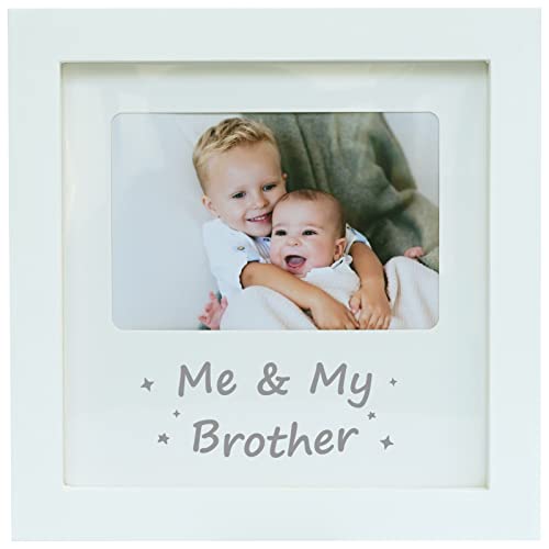 HAMUIERS Me and My Brother Picture Frame, Sibling Picture Frame, Baby Keepsake Photo Frame, Little or Big Brother Gift, Nursery Décor, White
