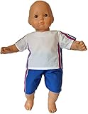 Doll Clothes For Boy Or Girl 15-16 Inch Dolls Blue Shorts White Top American Colors