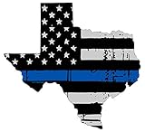 Texas tattered thin blue line us flag honoring our men & women of law enforcement car symbol sticker decal die cut vinyl window computer - Made and Shipped in USA
