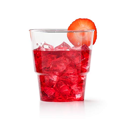 Fig & Leaf (120 Pack) 6-OZ Clear Hard Plastic Cups Premium Beverage Party Cup l Old Fashioned Crystal Clear Tumblers 6-Ounce l Disposable Reusable l Top Choice for Catering Wedding Drinking Birthday