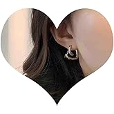 Iaceble Boho Heart Hoop Earrings Open Heart Drop Earrings Gold Hollow Heart Huggie Earrings Minimalist Love Heart Dangle Earrings Jewelry for Women