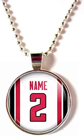 Atlanta Football Jersey Glass Dome Pendant Necklace Personalized with Name and Number, PERSONALIZE BY EMAIL