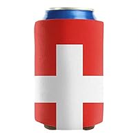 JECIA HOLDER Swiss Flag 12-16 OZ Bottles Premium Neoprene Beer Can Sleeves Non-Slip Can Cooler Covers Can Coolers Sleeves Keeps Drinks Cold Funny Party Gift 2 Pack