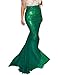 Quesera Women's Mermaid Tail Costume Sequin Maxi Skirt Cosplay Halloween Party Dress, Green, tag XXL= US 16-18