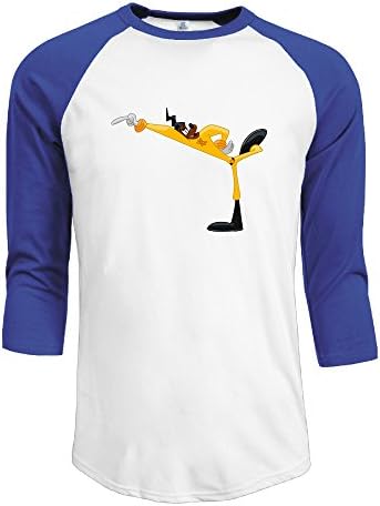 Men's Cotton Unique 3/4 Sleeve Powerline A Goofy Movie 16 Athletic Baseball Raglan Sleeves T-Shirt RoyalBlue US Size XXL