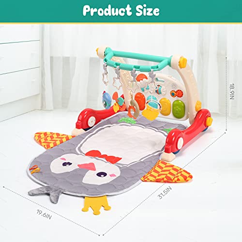 CUTE STONE Baby Play Gym, Piano Kicks Learning Mat for Babies, Musical Activity Center with Lights, Play Mat For Babies 0-24 Months