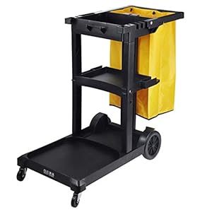 ZAQI Commerciële Schoonmakende Karretje Kar met Zak, 3 Plank Schoonmaken Rolling Janitor Cart, Janitorial Cart…