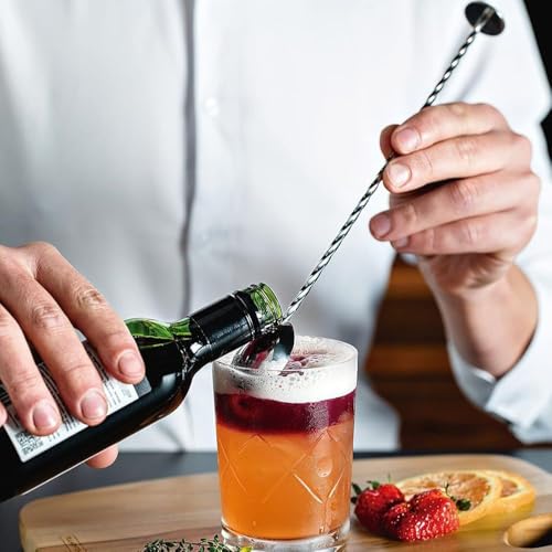Colher Bailarina em Aço Inox, Cabo Alongado Espiral e Disco Resistente à Temperatura Ideal para Drinks e Jara de Suco
