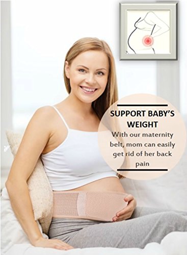 Maternity Belt, Pregnancy Support Belt, Breathable and Comfortable Belly Band That Provides Hip, Pelvic, Lumbar and Lower Back Pain Relief. One Size FITS-All, Nude + Bonus 4 Washable Nursing Pads