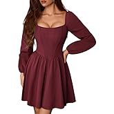 Scarlet Darkness Fall Long Sleeve Mini Dress Fishbone Renaissance Corset Dress