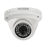 Pecham HD 1200TVL Security Camera, Surveillance CCTV Infrared Dome Camera with Night Vision and 3.6 mm Lens Wide Angle-White