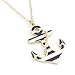 Exquisite Gold Tone Marine Theme Anchor Pendant Necklace