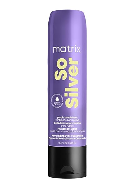MATRIX SO SILVER PURPLE CONDITIONER – TONES BLONDE & GREY HAIR, ELIMINATES BRASSINESS, INFUSED WITH PURPLE PIGMENTS, SALON-QUALITY, VEGAN