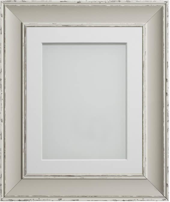 Frame Company Brooke Moonstone Grey Photo Frame, White Mount, A4 for 10x6 inch, fitted with perspex