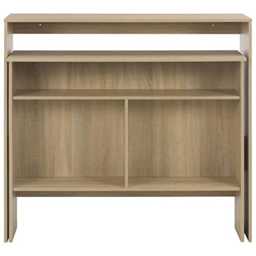 Festnight Bartisch mit 2 Tischplatten | Stehtisch Bistrotisch Bartheke | Tresentisch im Eichenoptik 130 x 40 x 120cm Spanplatte, Eichenbraun – Bild 5