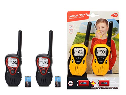 Dickie Toys Walkie Talkie Easy Call, Funkgerät, Reichweite bis 80 m, Flexible Antenne, inkl. Batterien, 2-Fach Sortiert, gelb/schwarz oder schwarz/rot