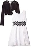 Rare Editions Big Girls' Textured Knit Dress With Cardigan