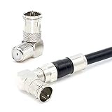 Maxmoral 5-Pack Right Angle F Type Quick Plug RF Coax Coaxial Cable Connector - Threaded F-pin Female to Quick F-pin Male Adapter