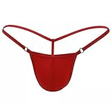 Honanda Mens Sexy Hot See Through G-String T-back Underwear Thong (Red)