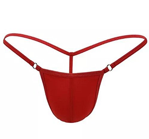 Honanda Mens Sexy Hot See Through G-String T-back Underwear Thong (Red)