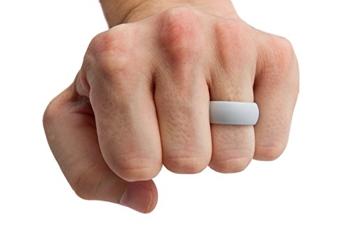 BULZi Wedding Bands, USA Lifetime Replacement, Massaging Comfort Fit Silicone Ring with Airflow, Men and Women Rings Breathable Comfortable Work Safety (Silver, Size 12 - (8mm Width Band)) - Thumbnail 5