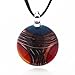 Chuvora Hand Blown Venetian Murano Glass Multi-Colored Red Blue Yellow Round Pendant Necklace, 18-20 inches