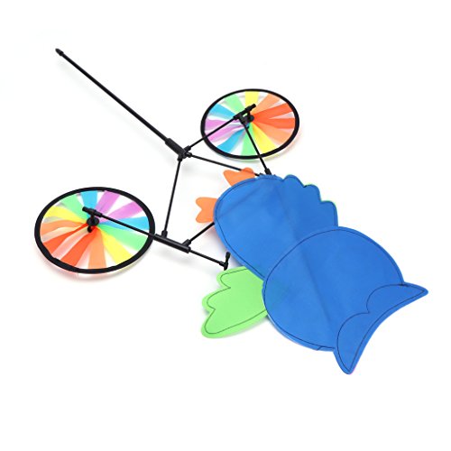 Ladaidra Wind Spinner, Animal on Bike 3D Colorful Wheel Stand Decor Windmill for Farm Yard Lawn (Owl)