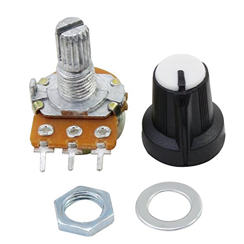 Wimas 45PCS 9 Values Linear Potentiometer 3 Terminal Rotary Potentiometer with Cap Nuts and Washer 1K 5K 10K 20K 50K 100K 250K 500K 1M
