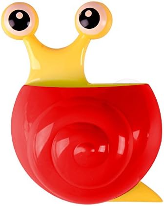 Saim Cute Cartoon Little Snail Kids Wall Suction Cup Mount Toothbrush Holder Container (Red)