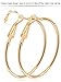 BBTO 12 Pairs Hoop Earrings Round Alloy Ear Piercing Hoops Set for Women Girls, 20-75 mm (Gold)