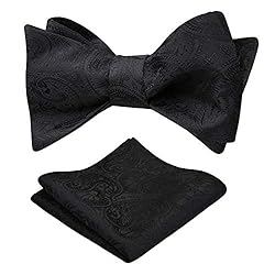 Alizeal Men's Paisley Jacquard Tuxedo Self Bow Tie
