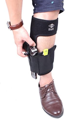 NcDe Adjustable Ankle Holster For Concealed Carry Pistol | Breathable | Elastic | Universal Leg Carry Gun Holster with Magazine Pocket