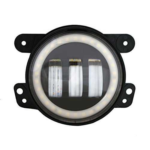 LightBuddy 4" Led Fog Light 30W CREE LED Headlights Fog Lights with Halo Angel Eye Ring &amp; DRL &amp; Turn Signal Lights for Jeep Wrangler JK Auto Len Projector Front Bumper Lights