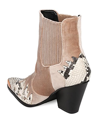 Cape Robbin Women Mixed Media Pointy Toe Flame Pattern Cowboy Bootie HJ89 - Snake Mix Media (Size: 7.5) - Thumbnail 2