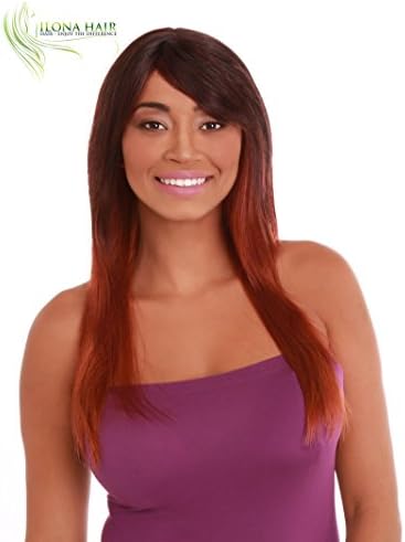 Modern Style Long Wig Layers Cut With Bang for Black Woman BROOK. Part of our African-American collection. Brown Red Ombre Color F3240A Chopped Cut Style peluca
