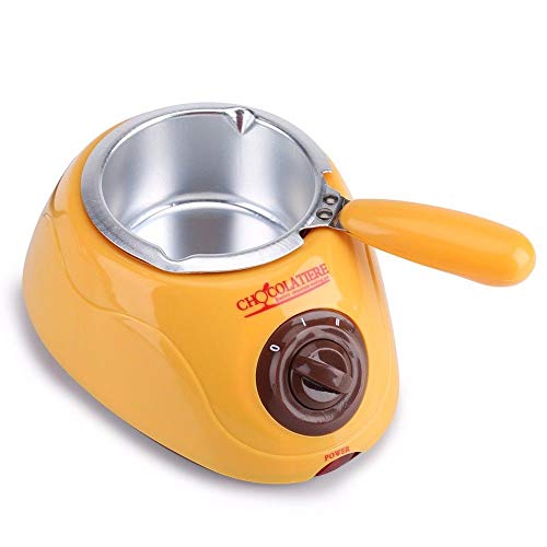 Zz Pro Electric Chocolate Melting Pot, Cheese Fondue Pot, Home made Fondue Set for Multiple use - with all shapes molds, 10 plastic skewer, 10 plastic forks, 1 spiral fork, 1 flat fork (Single, Yellow)