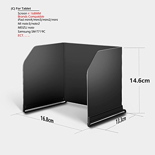 BTG Remote Controller Phone Tablet Monitor Sunshade for DJI Mavic Pro Spark Phantom 3/4 Inspire M600 OSMO Series Quadcopter Drone - 4 Sizes Universal Foldable Sun Hood Cover Accessories (ï¼œL168MM)