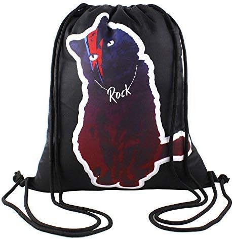 Drawstring Backpack Cute Cat Waterproof Cinch Sack Pocket Sport Gym Bag Girl Women School Party Travel Beach