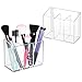mDesign Small Plastic Self Adhesive Bathroom Vanity Cosmetic Organizer - Wall Mount Holder for Hair Care, Jewelry, Cotton Swabs, Makeup Brushes, Mascara, Lip Gloss - 3 Compartments - 2 Pack - Clear