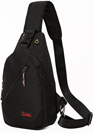 Teammao Sling Bag Chest Pack Fanny Backpack Bag Sling Pack Shoulder Backpacks Bags Daypack for Cycling Hiking Camping Travel Running. (black)